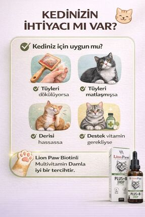 Kedi Tüy Dökülmesi Önleyici Multivitamin Damla Biotinli 50 ml Image 2