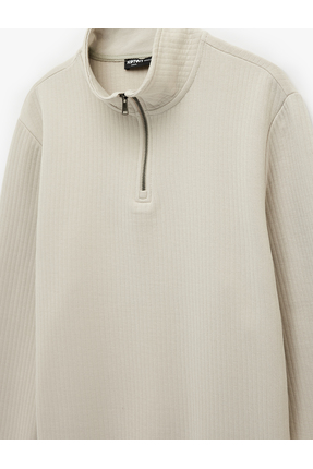 Regular Fit Uzun Kollu Yarım Fermuarlı Sweatshirt Image 4