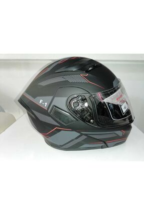 jiekai Jk 902 Mat Siyah-orange Güneş Vizörlü Çene Açılır Kask Image 1