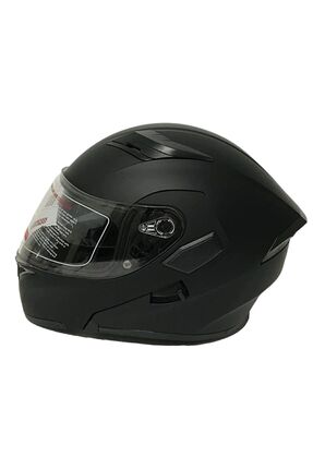 Mat Siyah Jk 902 Çene Pedli Güneş Vizörlü Çeneden Açılır Kask Image 3