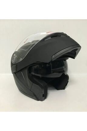 Jk 902 Mat Siyah Çene Açılır Motosiklet Kaskı Güneş Gözlüklü Image 0