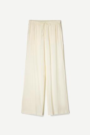 Beli lastikli keten pantolon Image 3