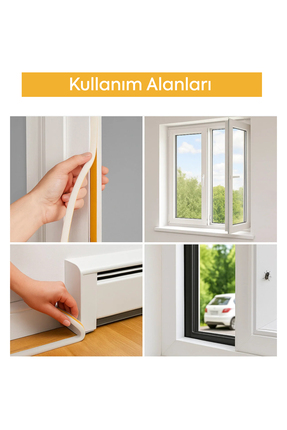 Kapı Pencere Kauçuk Izolasyon Bandı Fitili Beyaz 1 Mt X 2 TR Image 1