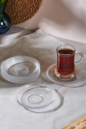 Girona 6'lı Cam Çay Tabağı Dayanıklı Cam Çay Tabağı Tabak Bardak Altı Image 2