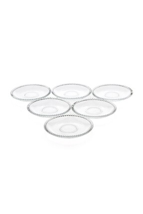 Girona 6'lı Cam Çay Tabağı Dayanıklı Cam Çay Tabağı Tabak Bardak Altı Image 3