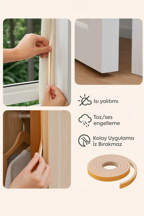 Kapı Ve Pencere Fitili Bandı Yapışkanlı 2 X 10=20 Mt - Beyaz Image 2