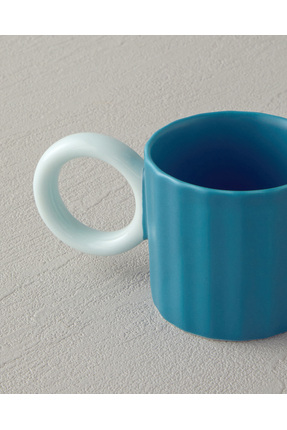 Angled New Bone China 2 Parça 2 Kişilik Kahve Fincan Takımı 90 ml Turkuaz Image 2