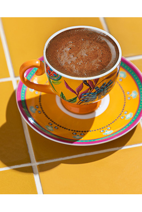 Exotic Wild New Bone China 4 Parça 2 Kişilik Kahve Fincan Takımı Sarı Image 1