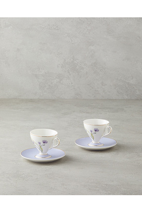 Valentina New Bone China 4 Parça 2 Kişilik Kahve Fincan Takımı 80 ml Lila Image 0