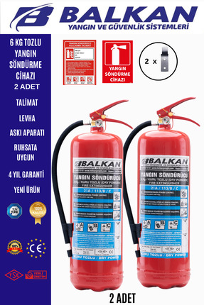 6 KG RUHSATA UYGUN 4YIL TOZLU YANGIN TÜPÜ 2 ADET SET (TALİMAT-LEVHA-ASKI) Image 0