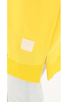 soul organik pamuk bisiklet yaka iki iplik sarı tunik Image 3
