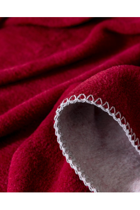 Caumel Jakarlı Pamuklu Tv Battaniye - Kırmızı/Beyaz Image 5