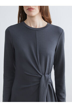 Shining Store'dan Işıltılı Seçimler Oval Yaka Bağlamalı Elbise Image 2