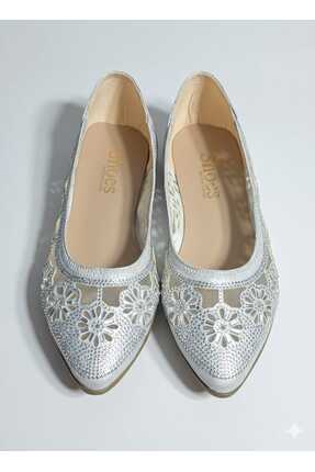 Kadın Siyah Küçük Taşlı Fileli Babet Image 1