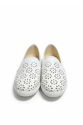 Avrupa Deri Lazer Kesim Şık Rahat Hafif Yandan Lastikli Yapısıyla Ayağınızı Kavrayan Babet Image 1