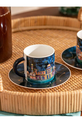 UZG STORE'dan Modern Parçalar Baskılı 2 Kişilik Porselen Kahve Fincan Takımı 90 ml Image 1