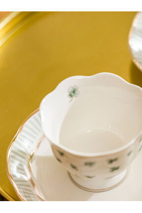 UZG STORE'dan Modern Parçalar Yonca Baskılı 2 Kişilik Porselen Kahve Fincan Takımı 90 ml Image 2