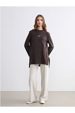 ARTI-STORE Bisiklet yaka, uzun ve genişleyen kollu kadın sweatshirt tunik, %100 pamuk Image 3