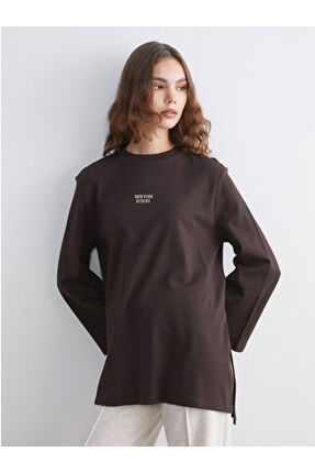 ARTI-STORE Bisiklet yaka, uzun ve genişleyen kollu kadın sweatshirt tunik, %100 pamuk Image 2