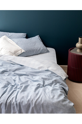 Delrico Çift Kişilik Pamuklu Baskılı Nevresim Takımı - Mavi Image 1