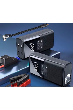 Şarjlı Akü Takviye Cihazı – 8.000 mAh , Lastik Pompası, Powerbank , LED Işık Image 2