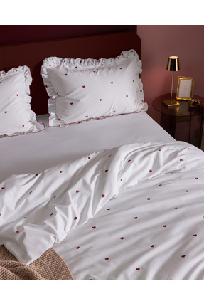 Eternel Çift Kişilik %100 Pamuk Fırfırlı Baskılı Nevresim Takımı - Beyaz Image 3