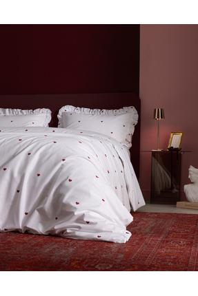 Eternel Çift Kişilik %100 Pamuk Fırfırlı Baskılı Nevresim Takımı - Beyaz Image 2