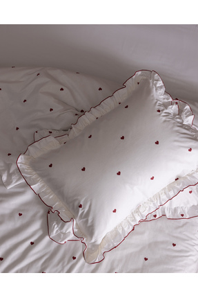 Eternel Çift Kişilik %100 Pamuk Fırfırlı Baskılı Nevresim Takımı - Beyaz Image 4