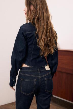 Korse kesim denim gömlek Image 4