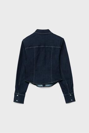 Korse kesim denim gömlek Image 6