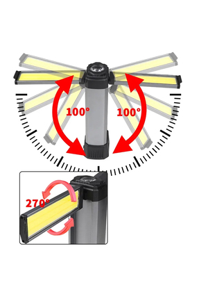 25W COB LED Şarjlı Çalışma Lambası, 6000 mAh, 2 Kanatlı Işık, Ev, Atölye, Garaj Aydınlatması 1MT Image 1