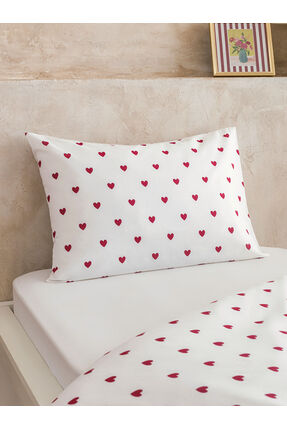 Shining Store'dan Işıltılı Seçimler Kalp Baskılı Pamuklu Tek Kişilik Nevresim Seti Image 3