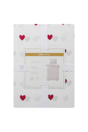 Shining Store'dan Işıltılı Seçimler Kalp Baskılı Pamuklu Tek Kişilik Nevresim Seti Image 7