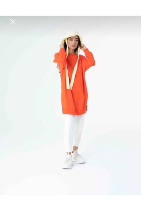 soul organik pamuk bisiklet yaka iki iplik light red tunik Image 1