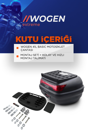 MOTOSİKLET ARKA ÇANTA KARGO TİPİ 41 LİTRE SİYAH (BASIC) WOGEN Image 3