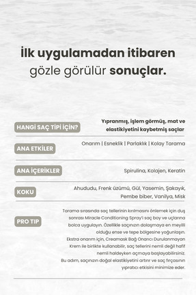 Miracle Biotin & Keratin Onarıcı Kolay Tarama Spreyi | Elektriklenme Karşıtı Bakım 200 ml Image 1