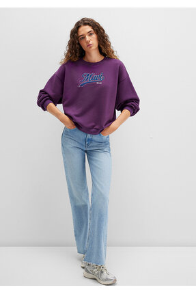 Logo Baskılı Mor Sweatshirt 1S10419-70679 Image 1