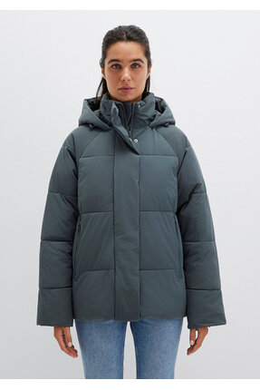 Kapüşonlu Yeşil Şişme Mont 1110225-71598 Image 2
