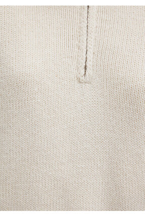 Yün Karışımlı Yarı Fermuarlı Ekru Kazak Regular Fit / Normal Kesim 1710703-82127 Image 5