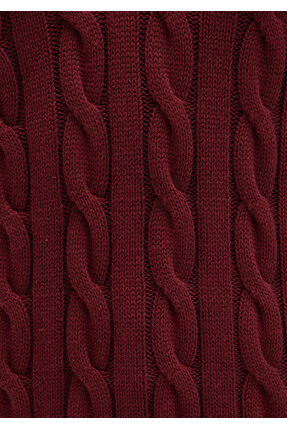 İpek Karışımlı V Yaka Bordo Kazak Slim Fit / Dar Kesim 1710720-85493 Image 7