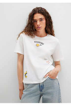 Sunrise Baskılı Ekru Tişört Regular Fit / Normal Kesim 1613523-80194 Image 3