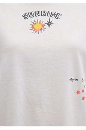 Sunrise Baskılı Ekru Tişört Regular Fit / Normal Kesim 1613523-80194 Image 7