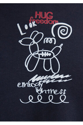 Sırt Baskılı Antrasit Tişört Crop / Kısa Kesim 1613101-70087 Image 5