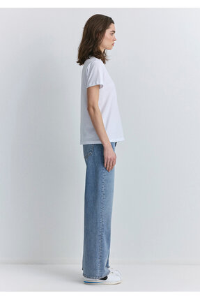 Hav Baskılı Beyaz Tişört Regular Fit / Normal Kesim 1613288-620 Image 3