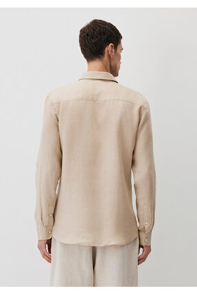 Bej Keten Gömlek Slim Fit / Dar Kesim 0211466-70004 Image 2