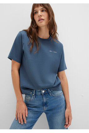 MV Baskılı İnterlok Lacivert Tişört Regular Fit / Normal Kesim 1613148-70500 Image 2