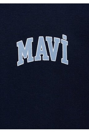 Logo Baskılı Yarı Fermuarlı Lacivert Sweatshirt 0S10208-70497 Image 6