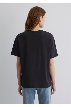 Logo Baskılı Siyah Tişört Regular Fit / Normal Kesim 1611193-900 Image 5