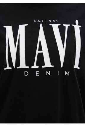 Logo Baskılı Siyah Tişört Regular Fit / Normal Kesim 1611990-900 Image 6