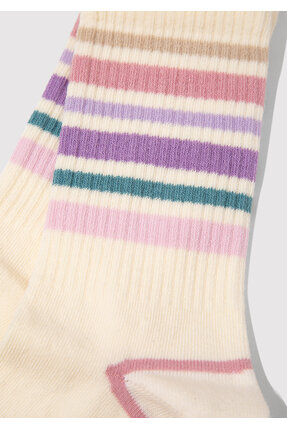 Şerit Detaylı Ekru Soket Çorap 1911290-70057 Image 1